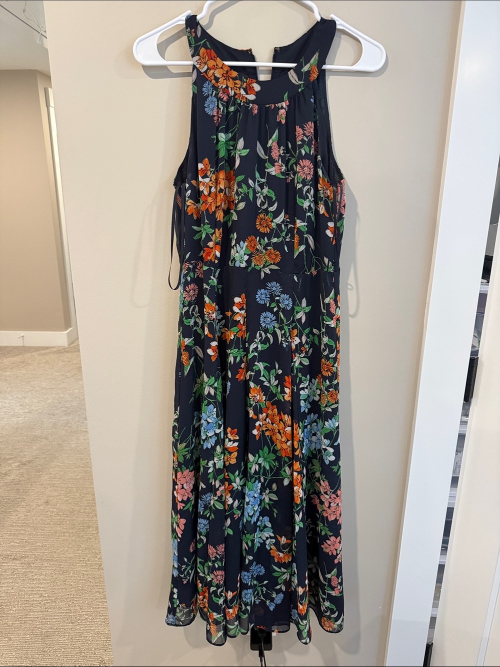 Tommy Hilfiger Floral Halter Maxi Dress - Navy with Multicolor Blooms